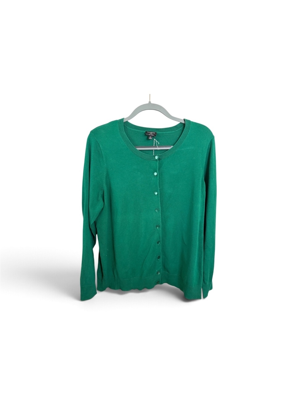 Talbots 1X Kelly Green Pima Cotton Cardigan Classic Button Front Preppy